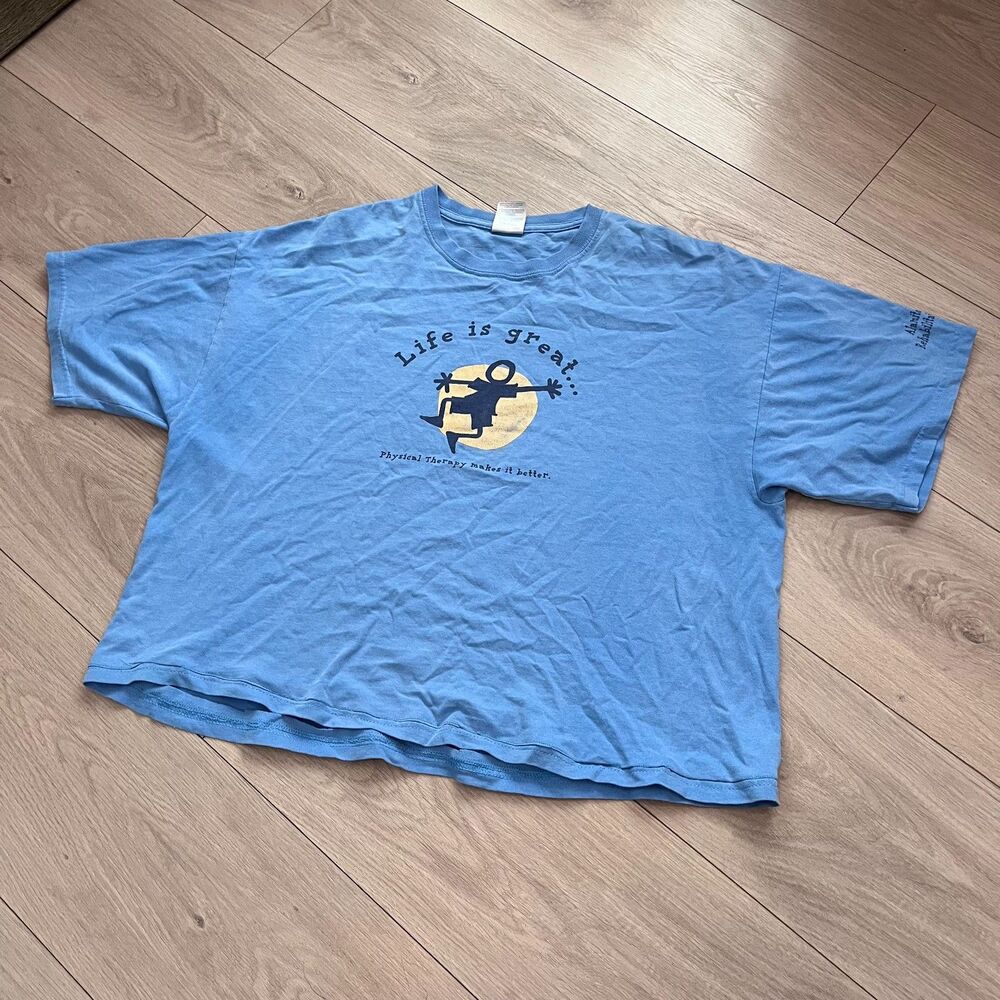 vintage y2k life is great physical therapy tee cropped